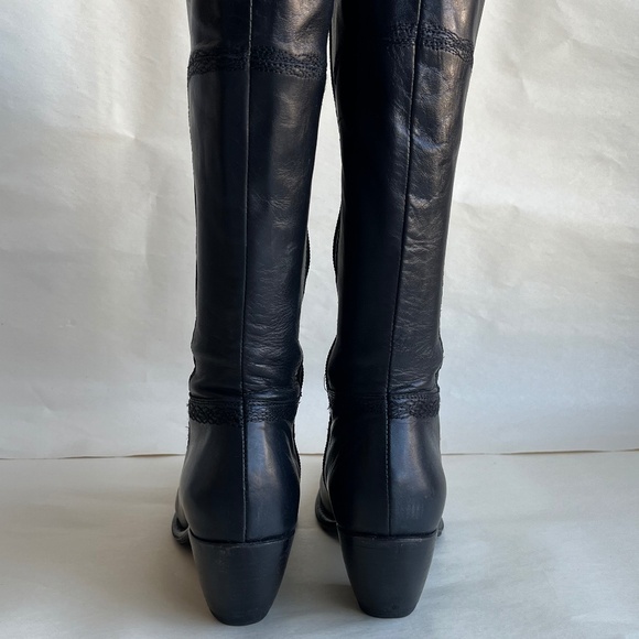 Vittorio Virgili Black Leather Cowboy style Stitching Knee Embordered Boots 6 - Picture 6 of 14